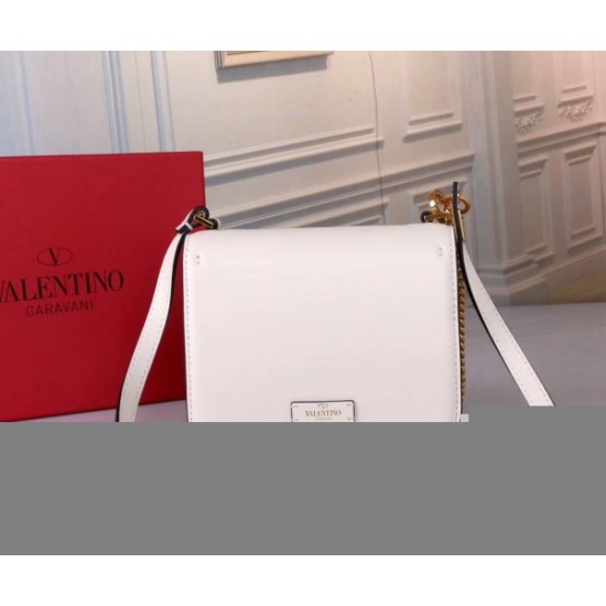 Valentino Small Vsling Shoulder Bag In White Calfskin