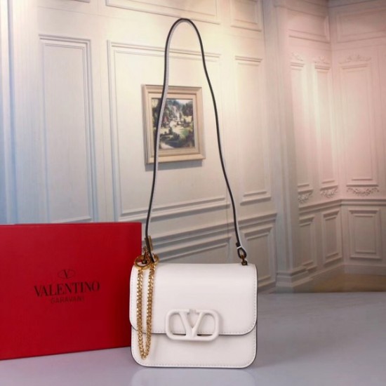 Valentino Small Vsling Shoulder Bag In White Calfskin