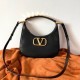 Valentino Stud Sign Hobo Bag In Black Calfskin