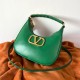 Valentino Stud Sign Hobo Bag In Green Calfskin