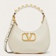 Valentino Stud Sign Hobo Bag In White Calfskin