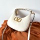 Valentino Stud Sign Hobo Bag In White Calfskin