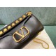 Valentino Stud Sign Shoulder Bag In Black Nappa Leather