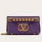 Valentino Stud Sign Shoulder Bag In Purple Nappa Leather