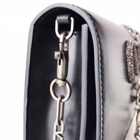 Valentino Vcase Black Chain Bag With Swarovski Crystals