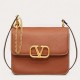 Valentino Vsling Large Shoulder Bag In Brown Grained Calfskin