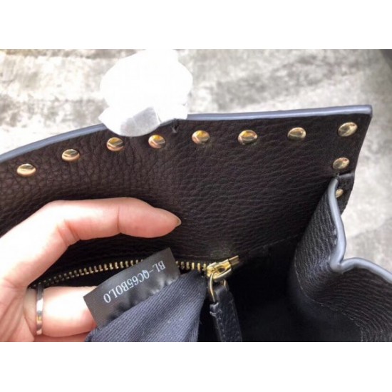 Valentino Black Small Rockstud Top Handle Bag