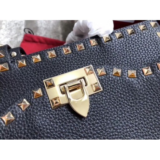 Valentino Black Small Rockstud Top Handle Bag