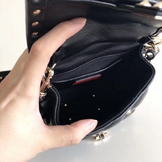 Valentino Candystud Mini Handbag In Black Lambskin