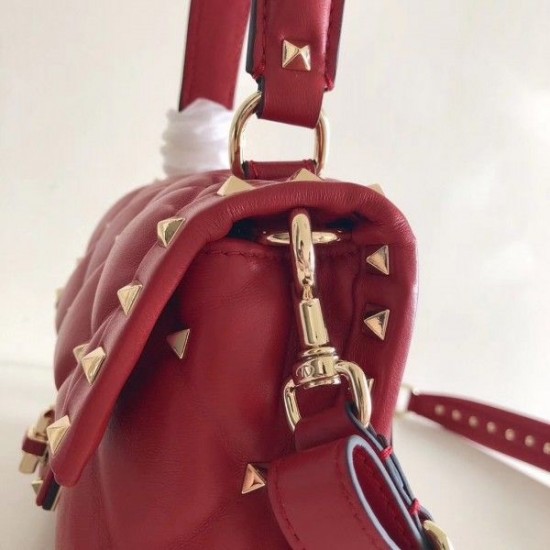 Valentino Candystud Mini Handbag In Red Lambskin