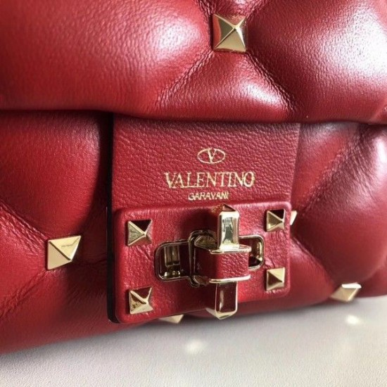 Valentino Candystud Mini Handbag In Red Lambskin