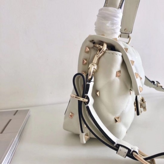 Valentino Candystud Mini Handbag In White Lambskin