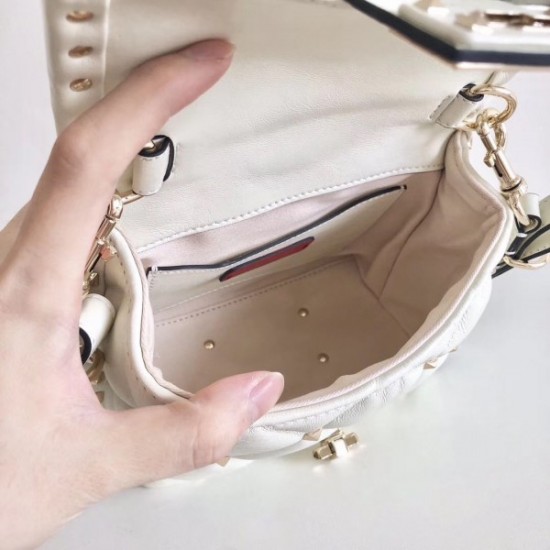 Valentino Candystud Mini Handbag In White Lambskin