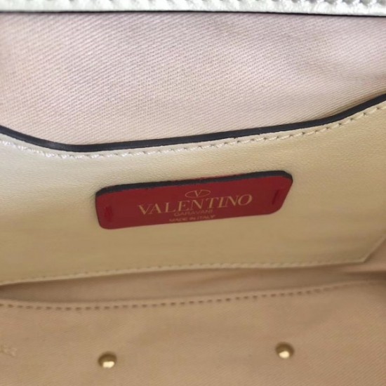 Valentino Candystud Mini Handbag In White Lambskin