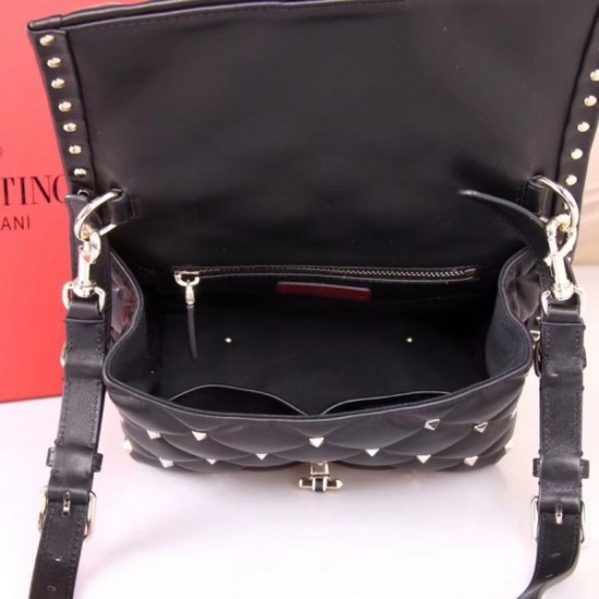 Valentino Garavani Black Quilted Candystud Top Handle Bag