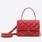 Valentino Garavani Red Quilted Candystud Top Handle Bag