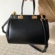 Valentino Medium Rockstud Alcove Top Handle Bag In Black Calfskin