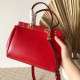 Valentino Medium Rockstud Alcove Top Handle Bag In Red Calfskin