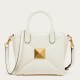 Valentino One Stud Top Handle Bag In White Nappa Leather