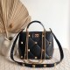 Valentino Roman Stud Top Handle Bag In Black Nappa