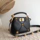 Valentino Small Roman Stud Top Handle Bag In Black Nappa