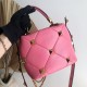 Valentino Small Roman Stud Top Handle Bag In Flamingo Nappa