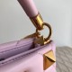 Valentino Small Roman Stud Top Handle Bag In Pink Nappa