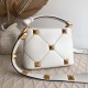 Valentino Small Roman Stud Top Handle Bag In White Nappa