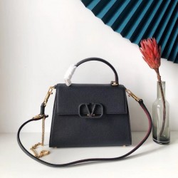 Valentino Small Vsling Handbag In Black Grainy Calfskin