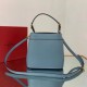 Valentino Supervee Top Handle Bag In Blue Calfskin