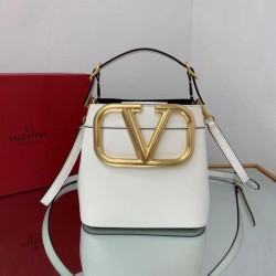 Valentino Supervee Top Handle Bag In White Calfskin