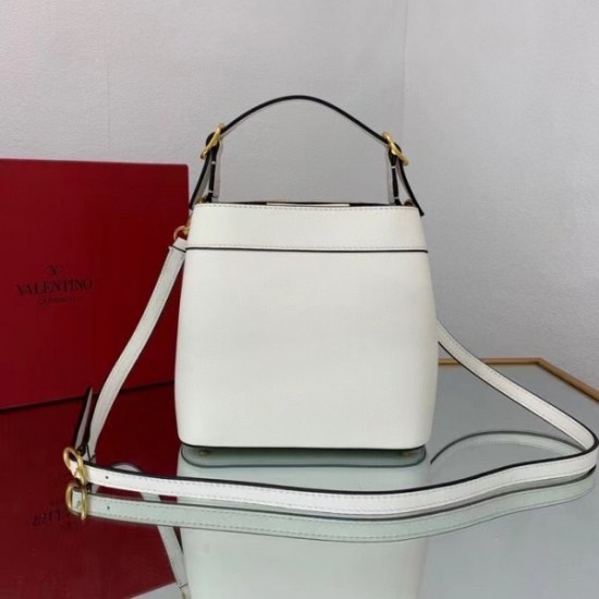 Valentino Supervee Top Handle Bag In White Calfskin