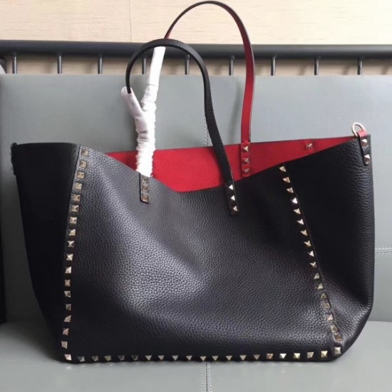 Valentino Black Rockstud Medium Reversible Tote