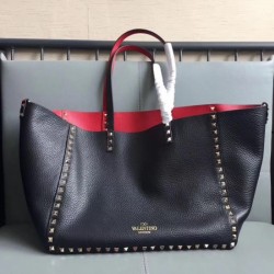 Valentino Black Rockstud Medium Reversible Tote