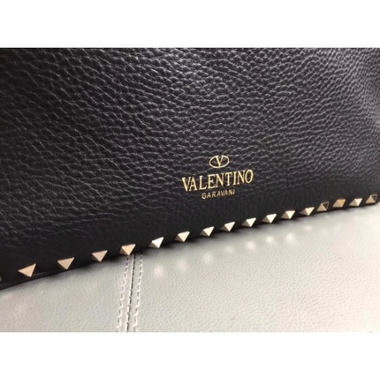 Valentino Black Rockstud Medium Reversible Tote