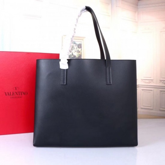 Valentino Garavani Black Large Vring Shopping Tote