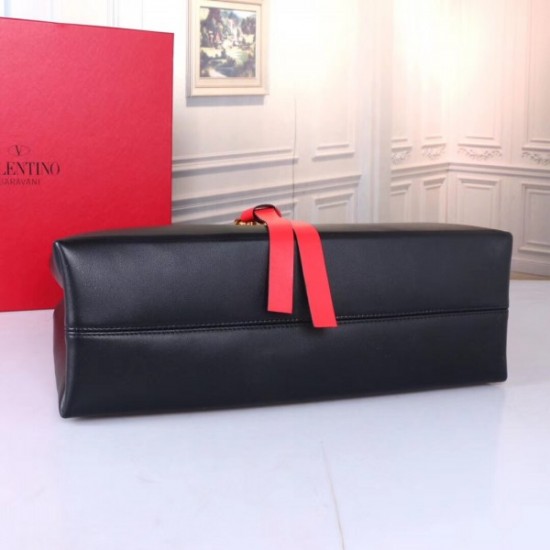 Valentino Garavani Black Large Vring Shopping Tote