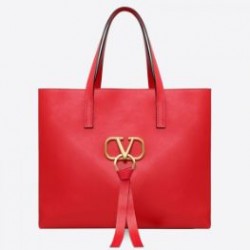 Valentino Garavani Red Large Vring Shopping Tote