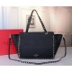 Valentino Medium Rockstud Tote In Black Grain Calfskin