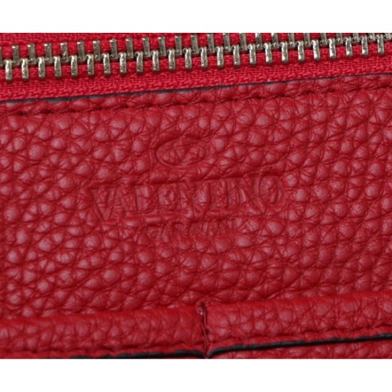 Valentino Medium Rockstud Tote In Red Grain Calfskin