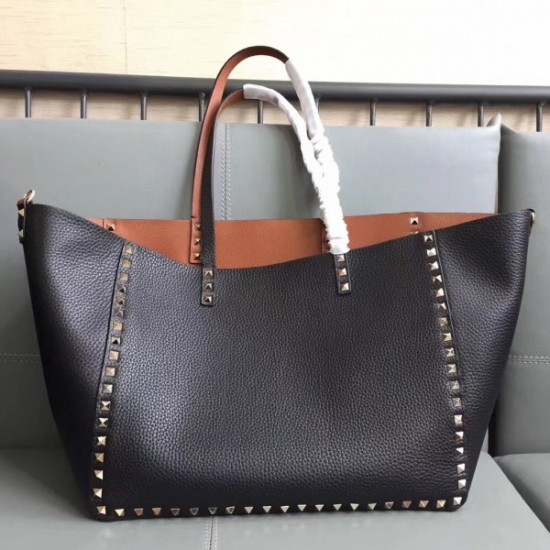 Valentino Noir Rockstud Medium Reversible Tote Bag