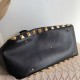 Valentino Roman Stud Tote Bag In Black Grainy Calfskin