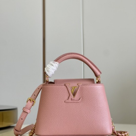 Louis Vuitton m21103 full leather capucines mini handbag