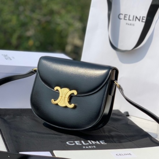 Celine black cowhide saddle bag