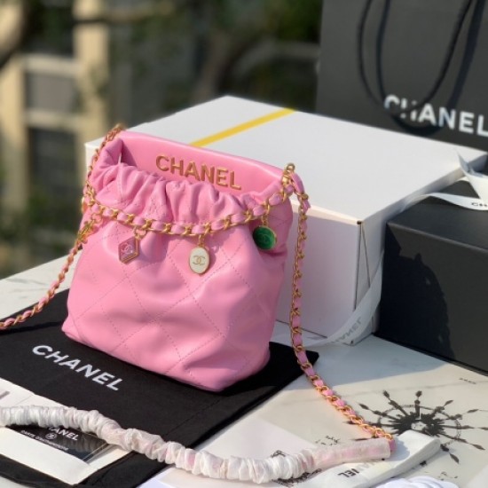 Chanel pink small bucket bag