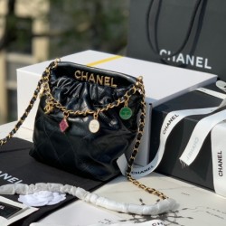 Chanel 23p black small bucket bag