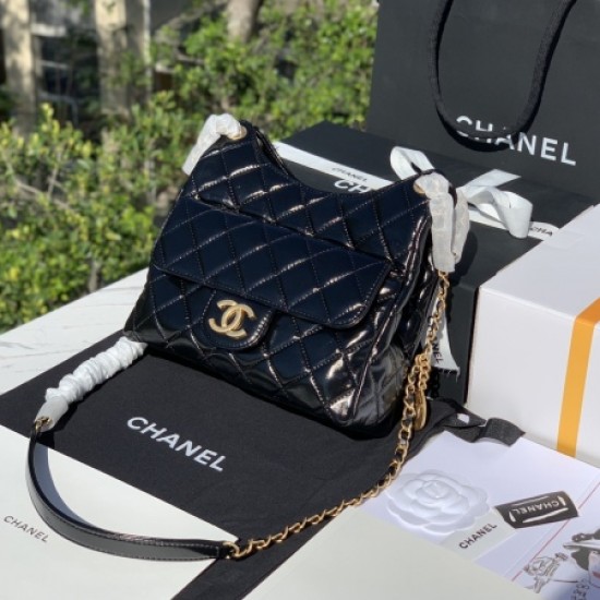 Chanel black hobo handbag