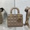 Dior four-row plaid warm taupe cannage lambskin small lady Dior bag