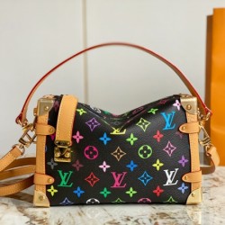 Louis Vuitton printed black nicolas ghesqui ère classic petite malle side trunk small handbag