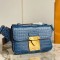 Louis Vuitton blue crocodile embossed s lock sling handbag